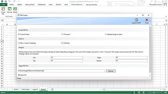 PDF Creator for Excel