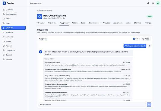 Live Chatbot Conversation Interface