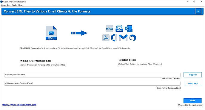 Install and run the Cigati EML Converter Tool.