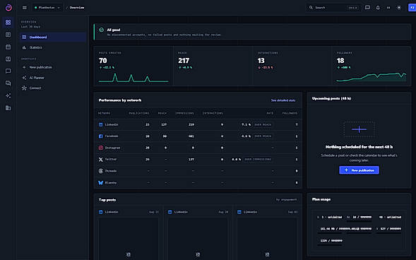 Main dashboard
