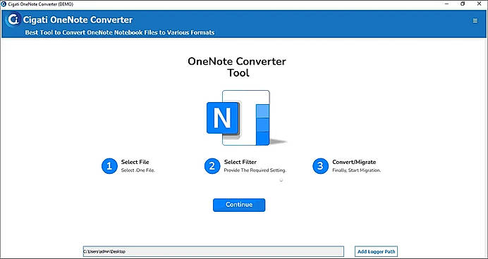Install and run the Cigati OneNote Converter Tool.