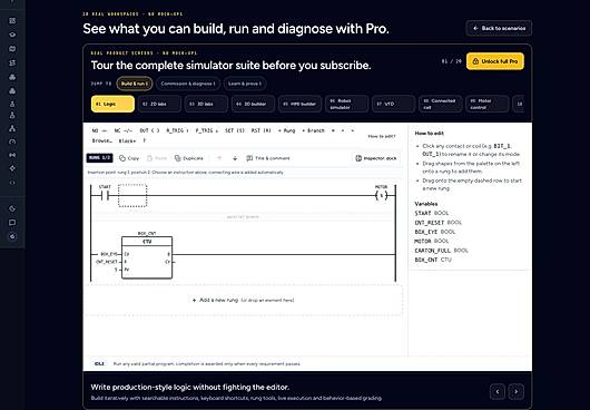 PLC Simulator ladder logic editor