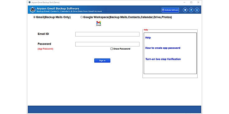Download, Install and Run Gmail Backup Tool.