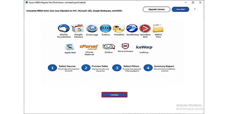 Download the Aryson MBOX Viewer Tool >> click Continue.