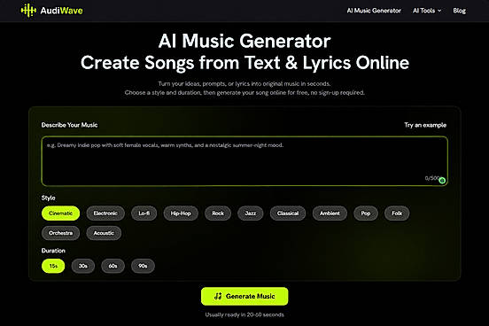 AI Music Generator Interface