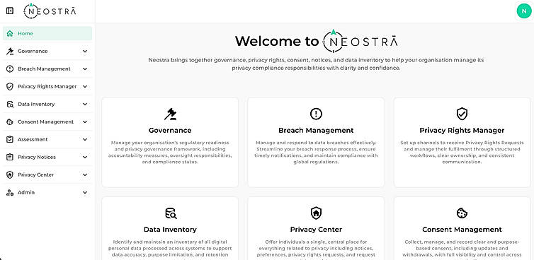 Landing Page featuring the modules