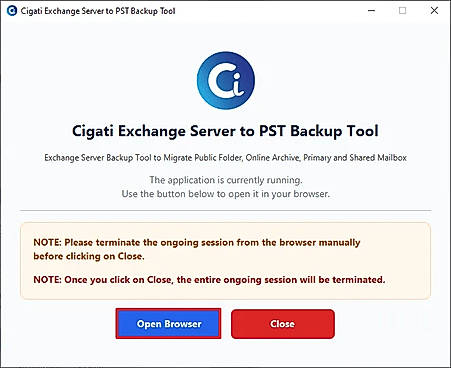 Install and run the Cigati Exchange Server to PST Backup Tool.
