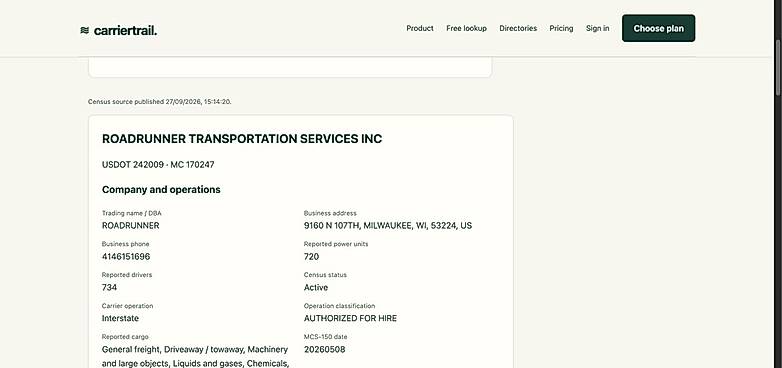 Public carrier lookup with source information