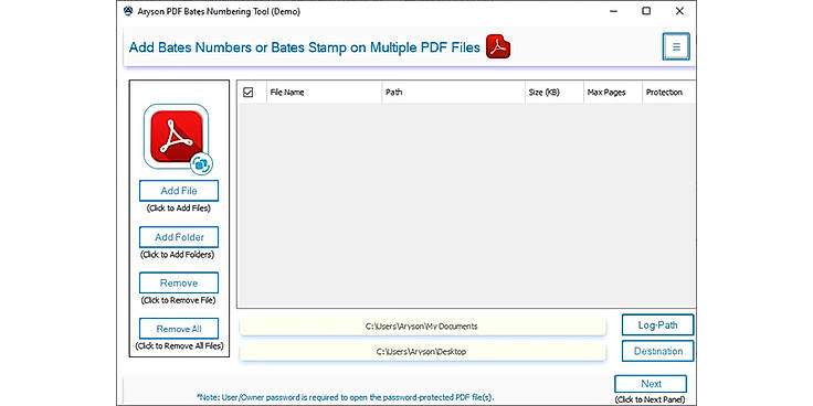 Download the Aryson Bates Numbering Program on your system. Install and run it as administrator.