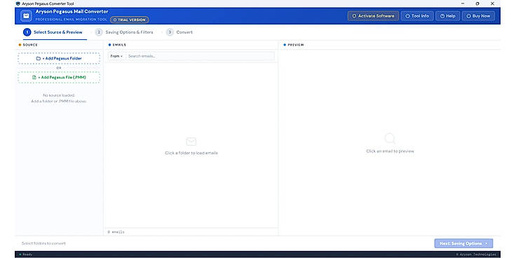 Download and run the Aryson Pegasus Mail Export Tool on your system.