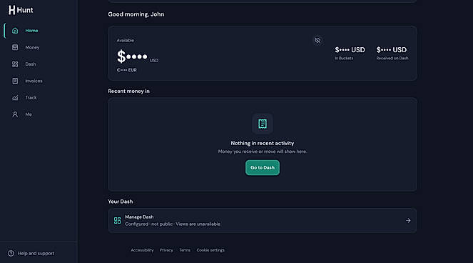 Home dashboard