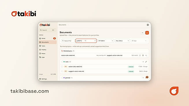 Takibi Base knowledge base for AI agents