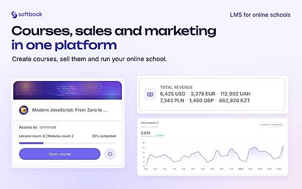 Courses, sales and marketing in one platform