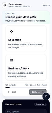 Mobile onboarding interface — demo screenshot