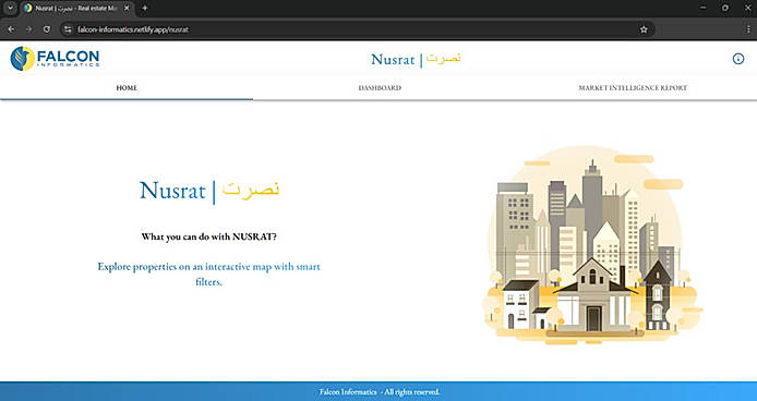 Nusrat - Homepage  Real estate intelligence platform designed to bring property data, market signals, and location insights into one clear view. It helps users explore listings, prices, and neighborhoods. The platform combines interactive maps, market dashboards, and property comparisons to support better decisions. Filters, visual indicators, and comparisons make complex data easy to understand. Built for speed, accuracy, and clarity. Whether you're analyzing markets or comparing properties.