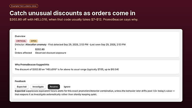 Flagged order with the reason