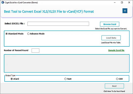 Install and run the Cigati Excel to vCard Converter Tool.