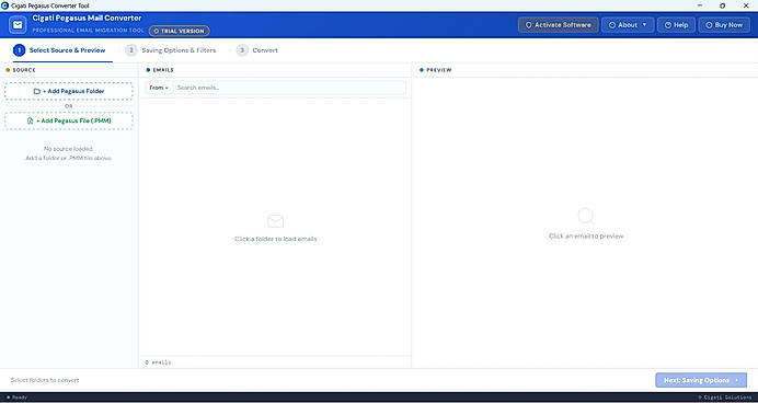 Install and run the Cigati Pegasus Mail Converter Tool.