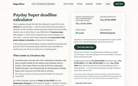 Free deadline checker result (sample payday)