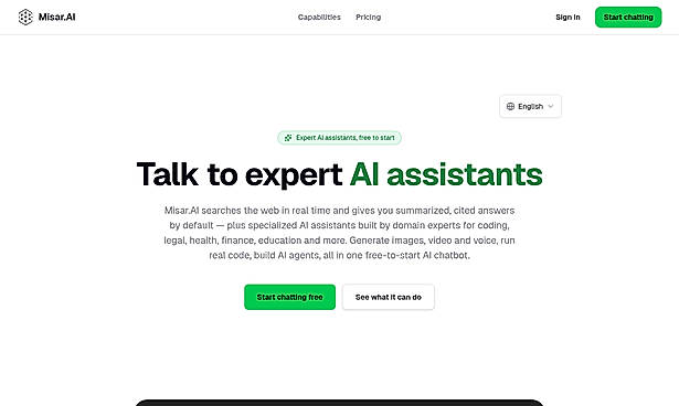 Misar.AI home page