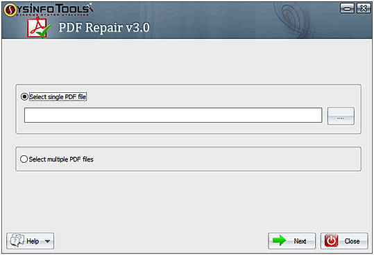 Run the Sysinfo PDF Recovery Software and Choose the single or multiple file mode option.