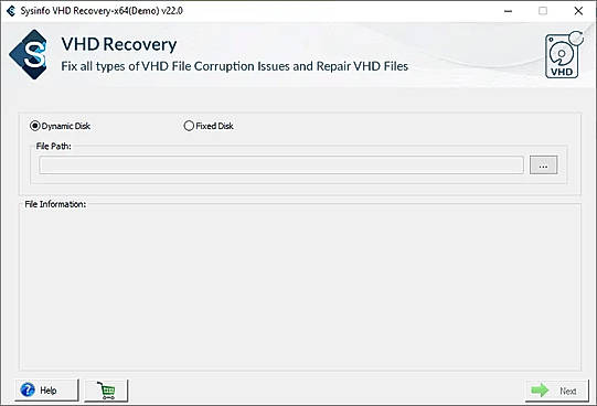 Install and open the SysInfo VHD Repair Tool.