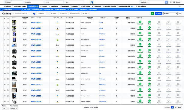 Every channel's orders in one queue, with ship-by dates and the buyer's shipping method.