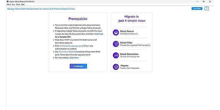 Download and install the Aryson Yahoo Backup Tool on your system.