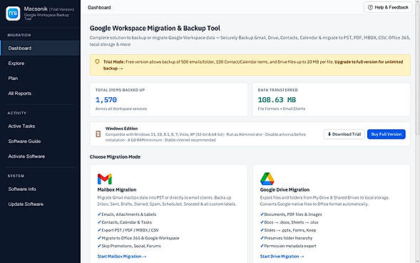 Download and install the MacSonik Google Workspace Backup Tool