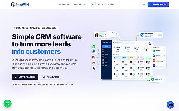 QuickCRM homepage