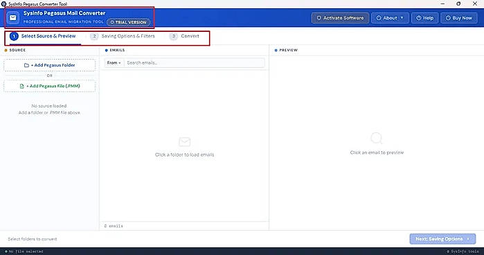 Launch the SysInfo Pegasus Converter Tool as an administrator on any Windows OS.