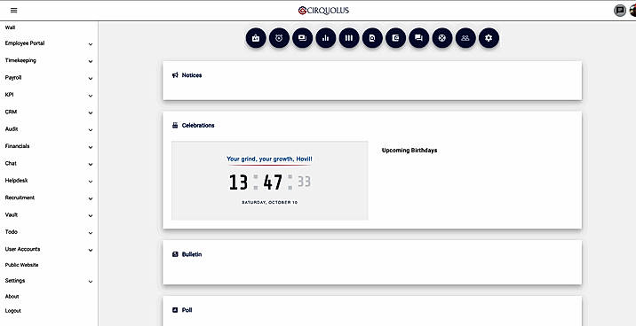 Cirquolus workspace and module navigation