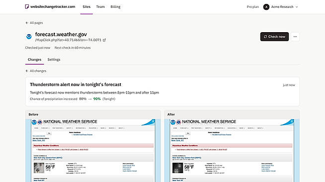 Tracking the weather forecast