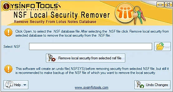 Step 1: Start the SysInfo NSF Local Security Remover Tool.