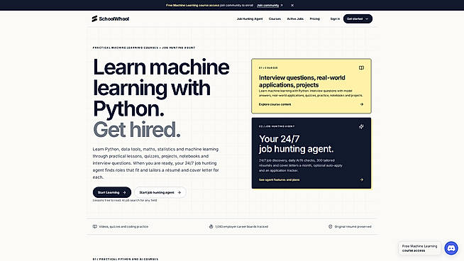 SchoolWhool courses and AI Job Hunting Agent