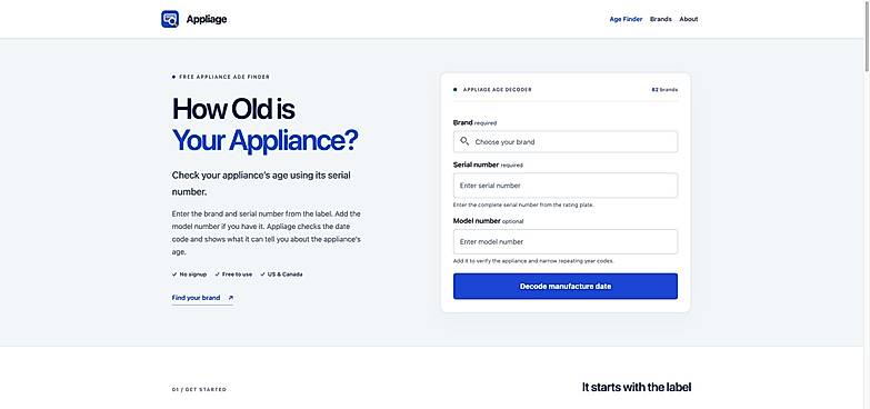 Appliage appliance age finder