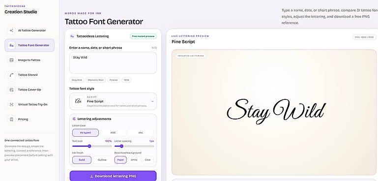 Tattoo Font Generator – Live Lettering Preview