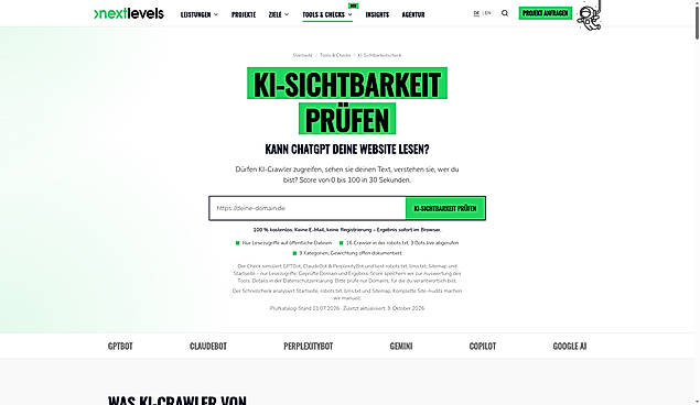 AI Visibility Check – start page