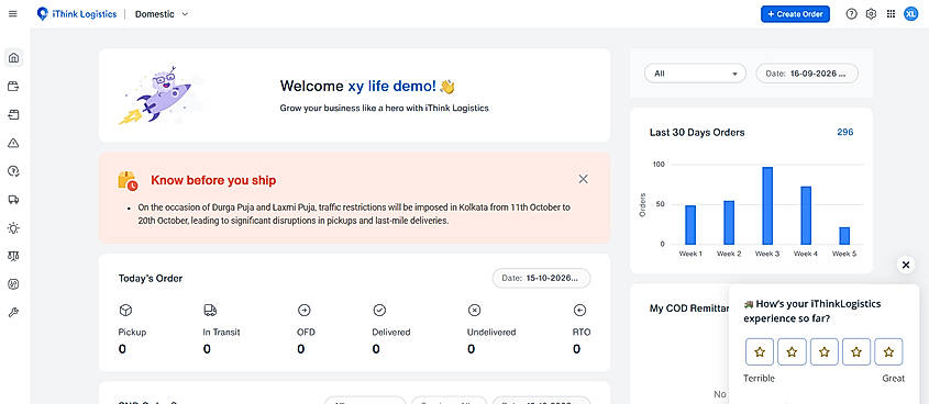 Dashboard of iThink Logistics
