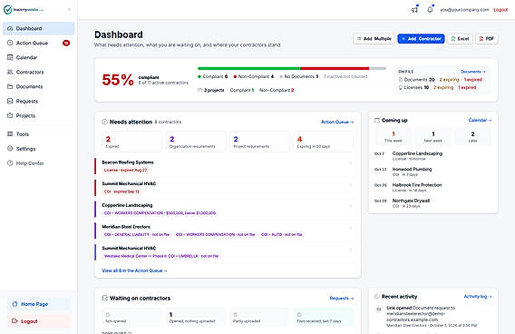 TrackMyVendor Dashboard