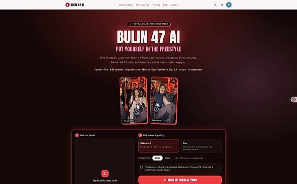 Bulin 47 AI video generator homepage