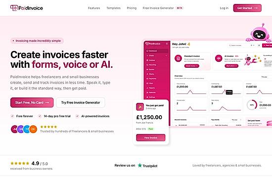Create invoices with forms, voice or AI