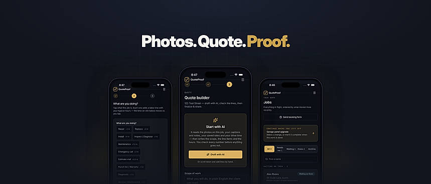 Photos. Quote. Proof.
