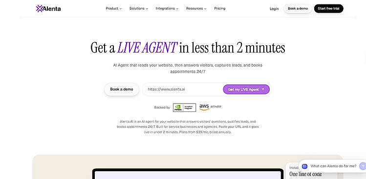 Alenta Landing Page