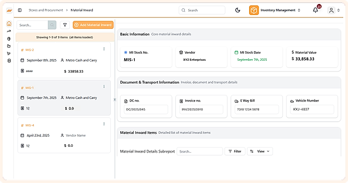 Custom inventory management dashboard