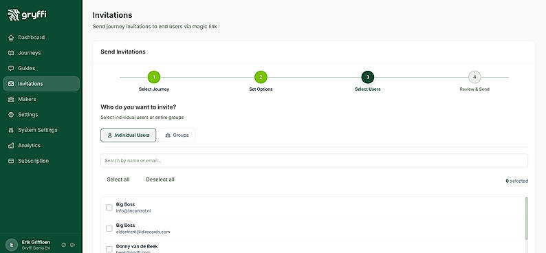 Invite users to participate in a journey