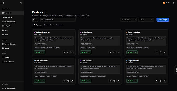 Dashboard with Prompts