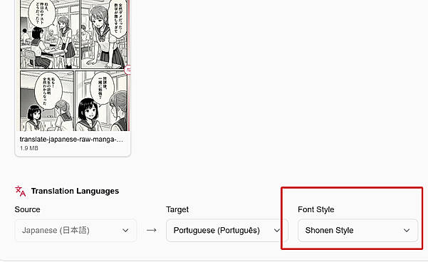 ai manga translator fonts