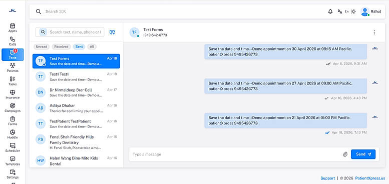 Centralized Two-Way Patient Texting and Messaging Inbox