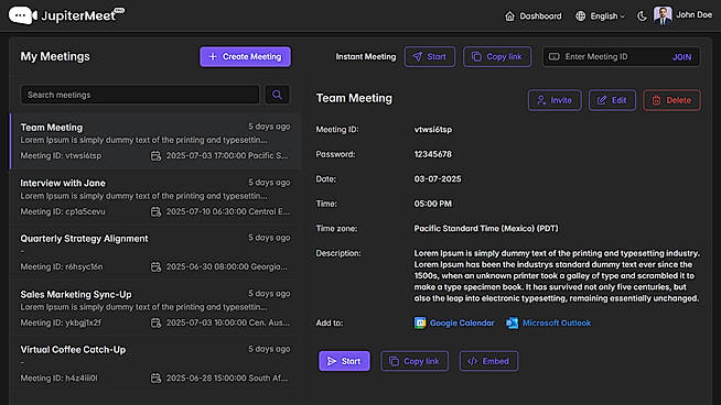 Self-hosted video meetings with a dashboard